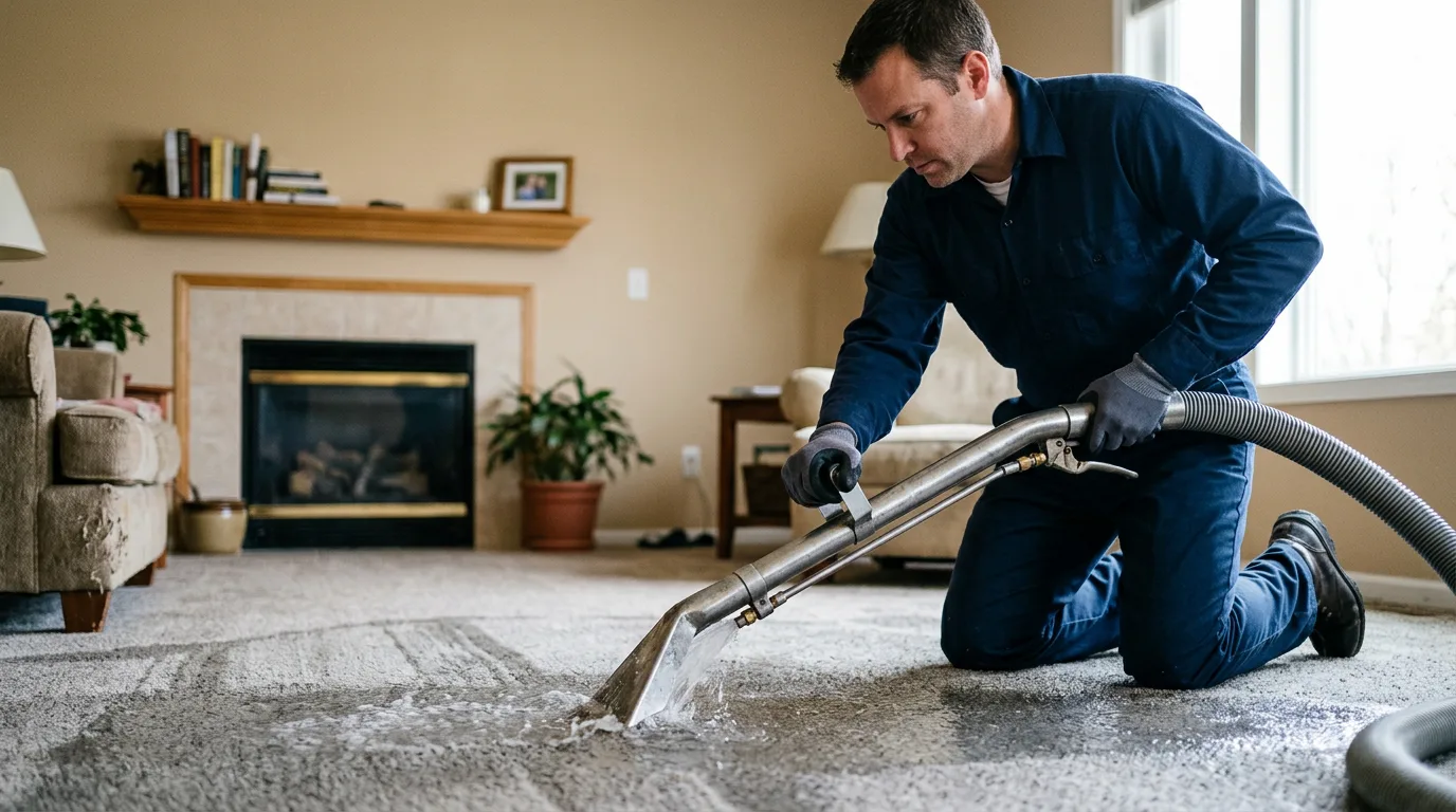 Water damage restoration technician working near Jamestown, NY